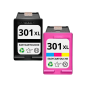 Pack de 2 cartuchos compatibles para HP 301 XL negro y color